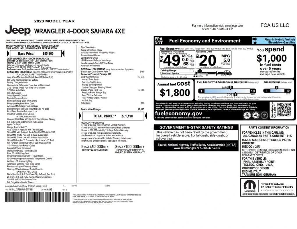 jeep wrangler 4xe 2023 1C4JJXP68PW557461 image jeep wrangler 4xe 2023 1C4JJXP68PW557461 image